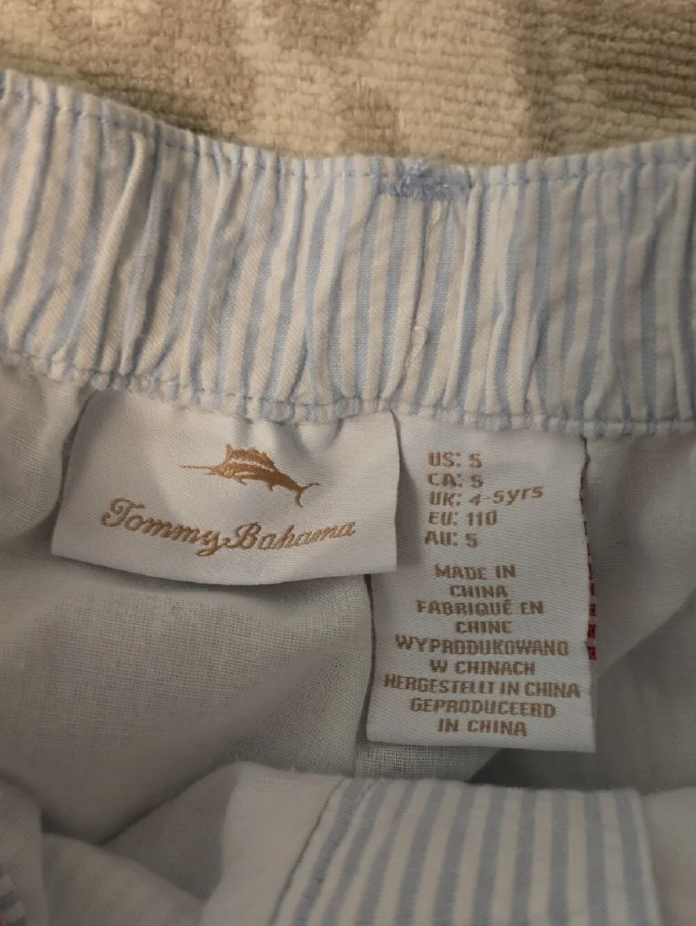Tommy Bahama Light Blue Striped Seersucker Kids Shorts